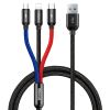  Cáp sạc và truyền dữ liệu tốc độ cao Baseus Three Primary Colors tích hợp 3 đầu kết nối Type C, Android và Lightning ( USB Type A to USB Type C/ Micro USB/ Lightning Fast Charging Cable) 