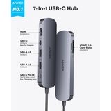 HUB Chuyển Đổi Đa Năng 7-in-1 ANKER A83D2 (Type-C to 1*HDMI4K@60Hz + 1*Type-C Data 10Gbps + 2*USB-A3.0 5Gbps + 1*Type-C PD100W + 1*SD/TF) 