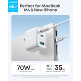  Củ Sạc Nhanh ANKER A121A 70W (2*Type-C + 1*USB-A Port, ActiveShield™ 4.0) 