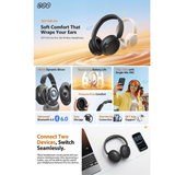  Tai Nghe Chụp Tai Không Dây QCY H2s Lite (Bluetooth v6.0, 60H, ENC, Dual-Device Connection, 40mm Dynamic Driver, QCY APP) 