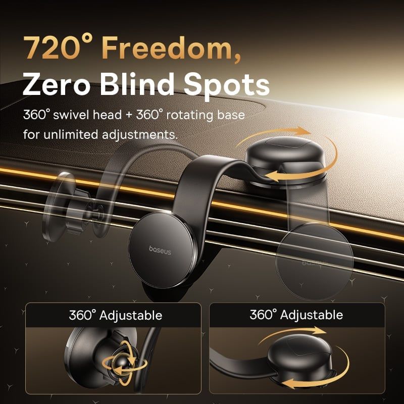  Giá Đỡ Điện Thoại Nam Châm Trên Ô Tô Baseus PrimeTrip C02 (Suction Cup Version, Flexible Aluminum Arm, 720° Full-Range View, Vacuum-Boosted Suction Cup, 18N Automotive-Grade Magnetic) 