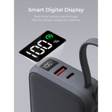  Pin Dự Phòng Không Dây AUKEY PB-MS22 10000mAh 20W (CCC / 3C Certification, 1*Type-C + 1*USB-A + 1*Type-C Built-in Cable, Digital Display, Support Wireless Charging 15W) 