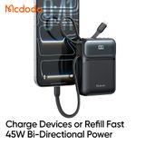  Pin Dự Phòng Kèm Cáp Type-C + Lightning MCDODO YGS MC-993 20000mAh 45W (1*Type-C+1*USB-A ports, LED Display) 