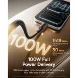  Cáp Sạc Nhanh C to C Baseus Tungsten Gold Air 100W (1.2m/2m, 480Mbps) 