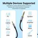  Cáp Chuyển Âm Thanh 3.5mm TRS to 6.35mm VENTION BAU (1m, Hi-Fi audio) 