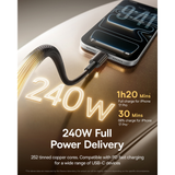  Cáp Sạc Nhanh C to C Baseus Tungsten Gold Air 240W (1.2m/2m, 480 Mbps) 
