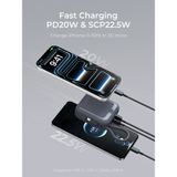  Pin Dự Phòng Không Dây AUKEY PB-MS22 10000mAh 20W (CCC / 3C Certification, 1*Type-C + 1*USB-A + 1*Type-C Built-in Cable, Digital Display, Support Wireless Charging 15W) 