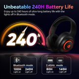  Tai Nghe Chụp Tai Không Dây QCY Heroad V200 Tri-Mode Edition (Bluetooth v6.0, 240H, With Wired USB-C Cable + 2.4GHz, RGB Light, 7.1 Surround Sound, Detachtable Noise Canceling Mic) 