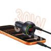  Tẩu Sạc Cho Ô Tô USAMS CC328 30W (1*Type-C + 1*USB-A port, Bluetooth v5.2, RGB Ambient Lighting, 2 Playback Modes​) 