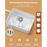  Ổ Cắm Điện Đa Năng Kiêm Sạc Không Dây LDNIO SN5310W 2500W (5*Universal Outlet, 1*Type-C + 2*USB-A port, Wireless Charging 15W) 