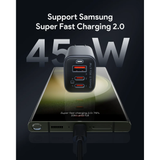  Củ Sạc Nhanh AUKEY PA-B6U 67W (2*Type-C + 1*USB-A Port, UFCS certified, GaN Technology) 