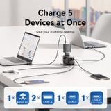  Củ Sạc Du Lịch Đa Năng Tích hợp cáp sạc dây rút VENTION FJI 65W Travel Universal Charger  (1C + 2A Ports, GaN V, 65W/60W/5W, with Built-in USB-C Cable) 