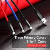  Cáp sạc và truyền dữ liệu tốc độ cao Baseus Three Primary Colors tích hợp 3 đầu kết nối Type C, Android và Lightning ( USB Type A to USB Type C/ Micro USB/ Lightning Fast Charging Cable) 