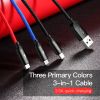  Cáp sạc và truyền dữ liệu tốc độ cao Baseus Three Primary Colors tích hợp 3 đầu kết nối Type C, Android và Lightning ( USB Type A to USB Type C/ Micro USB/ Lightning Fast Charging Cable) 