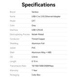  Đầu Chuyển Mạng LAN Type-C to 2.5G Ethernet VENTION CFT (2.5Gbps, 0.15m) 