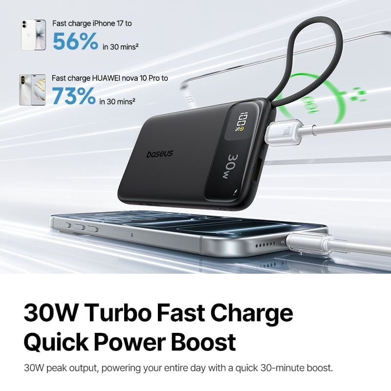  Pin Dự Phòng Baseus EnerFill FC11 30W (10000mAh/20000mAh, 1*Type-C + 1*USB-A port, Digital Display) 