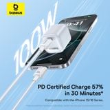  Cáp Sạc Nhanh C to C Baseus Crystal-Clear 100W (480Mbps, Dual-Layer Protection) 