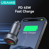  Tẩu Sạc Cho Ô Tô USAMS CC327 45W (1*Type-C + 1*USB-A Ports, Digital Display) 