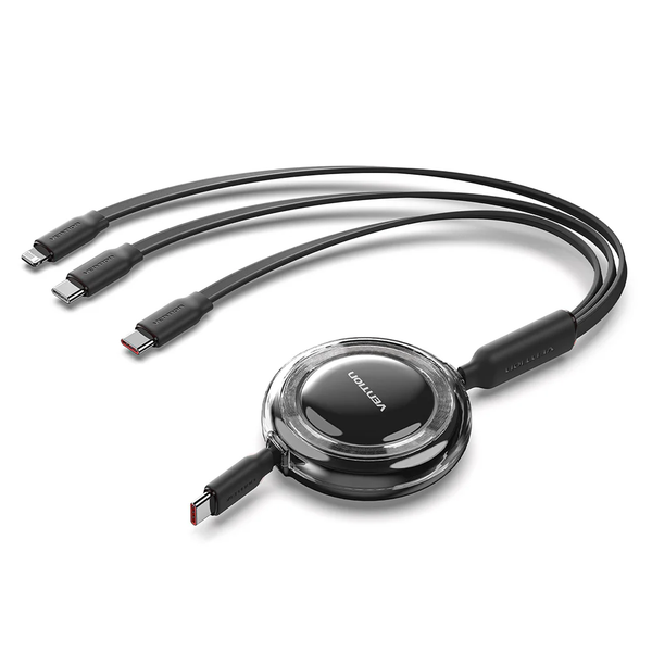 Cáp Sạc Dây Rút Đa Năng 3-in-1 C to L+2C VENTION TRK 100W – Promax Studio