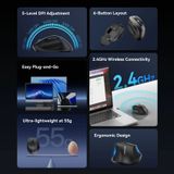  Chuột Không Dây Công Thái Học VENTION KTH (2.4GHz, 4000DPI, 5-Level DPI Adjustment, 6 Buttons, ≤10m, AA Battery) 