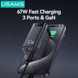  Củ Sạc Nhanh 2C+A USAMS CC272 / CC265 67W (GaN Charger, 3 Port, CC272 chân dẹp / CC265 chân tròn) 
