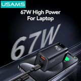  Củ Sạc Nhanh 2C+A USAMS CC272 / CC265 67W (GaN Charger, 3 Port, CC272 chân dẹp / CC265 chân tròn) 