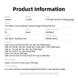  Củ Sạc Du Lịch Toàn Cầu Đa Năng USAMS CC334 T72 100W (3*Type-C + 1*USB-A ports, US/AU/UK/EU) 