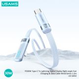  Cáp Sạc Nhanh C to Lightning USAMS SJ652 30W (Digital Display, 1.2m, 480Mbps, Right-angle cable) 