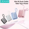  Pin Dự Phòng Kèm Cáp Type-C + Lightning USAMS CD278 PB98 G657-1 10000mAh 22.5W (Digital Display, CCC / 3C Certification) 