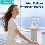  Quạt Để Bàn Kiêm Chân Đế Từ Tính USAMS ZB363 2.7W (2000mAh, 6H, 3-Speed Adjustment, Digital Display, 180° Adjustable) 