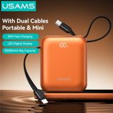  Pin Dự Phòng USAMS CD258 10000mAh 20W (With Built-in Type-C + Lighting cable, Digital Display, 3C Certification) 