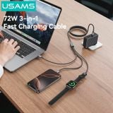  Cáp Sạc Nhanh C to 2C+Apple Watch Wireless Charger USAMS SJ785 72W (1.2m, 480Mbps) 