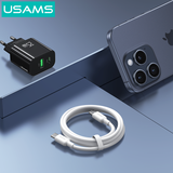  Củ Sạc Nhanh C+A USAMS CC315 25W (Trickle Charging Mode, Multiple Protection) 