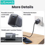  Củ Sạc Nhanh USAMS CC323 T66 45W (1*Type-C Port, Multiple Protection) 
