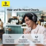  Tai Nghe Chụp Tai Không Dây Baseus Bass BH1 (Bluetooth v6.0, 80H, 600mAh, SuperBass 2.0, AI ENC, Ultra-Low Latency, Smart App Control) 