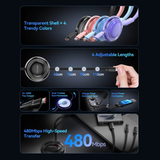  Cáp Sạc Dây Rút Đa Năng 3-in-1 C to L+2C VENTION TRK 100W (1.1m, 5A, 480Mbps) 