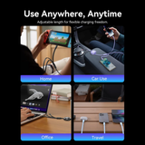  Cáp Sạc Dây Rút Đa Năng 3-in-1 C to L+2C VENTION TRK 100W (1.1m, 5A, 480Mbps) 