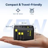  Củ Sạc Du Lịch Toàn Cầu Baseus PicoGo AG11 45W (US/UK/EU/AU, with Retractable Cable, 2*AC Outlet+ 2*USB-A + 2*Type-C port) 