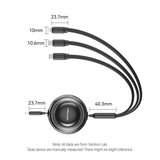  Cáp Sạc Dây Rút Đa Năng 3-in-1 C to L+2C VENTION TRK 100W (1.1m, 5A, 480Mbps) 