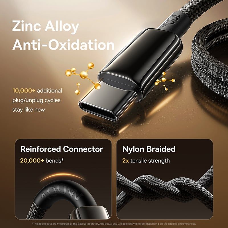  Cáp Sạc Nhanh USB to Type-C Baseus Tungsten Gold Air 100W (1.2m, 480Mbps) 