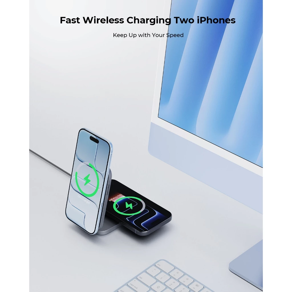  Đế Sạc Không Dây Để Bàn 2-in-1 AUKEY MagFusion L Pro LC-MC212 25W (Qi2.2, Strong magnetic attraction) 