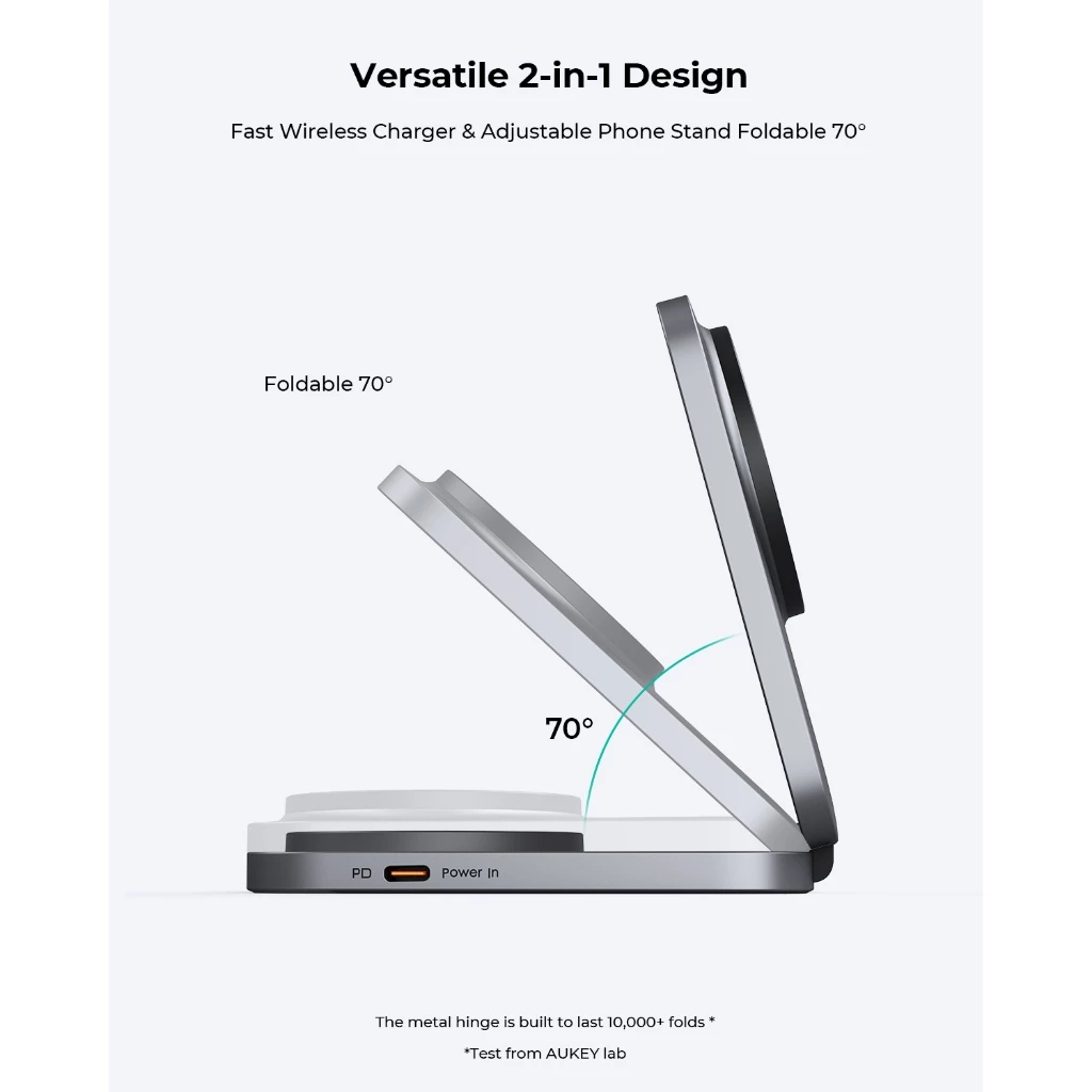  Đế Sạc Không Dây Để Bàn 2-in-1 AUKEY MagFusion L Pro LC-MC212 25W (Qi2.2, Strong magnetic attraction) 