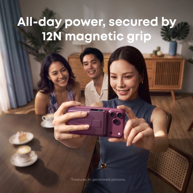  Pin Dự Phòng Không Dây ANKER MagGo 2 Pro 10000mAh 45W (Qi2.2 25W Certified, Built-in Fan, 1*Type-C port, Smart Digital Display, With Stand) 