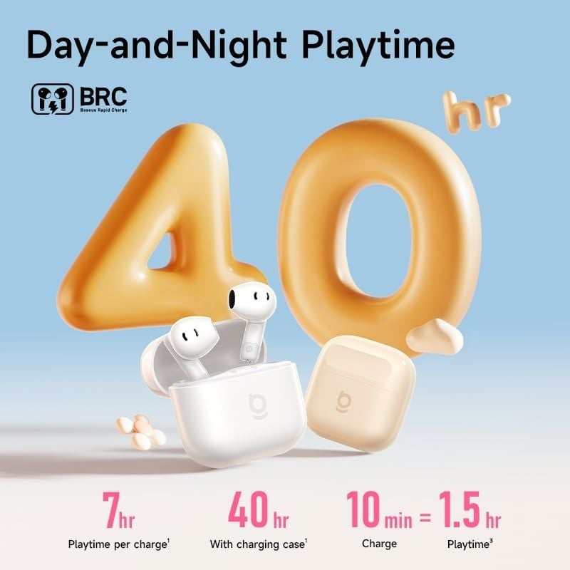  Tai Nghe Không Dây TWS Bass BS2 Lite (Bluetooth v6.0, 7H, SuperBass Boosted Sound, IP55, 2-Mic Sound, Al-Powered  Sensors, Voice Boost, ENC Call Clarity) 