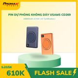  Pin Dự Phòng Không Dây USAMS CD269 10000mAh 22.5W (CCC / 3C Certification, 1*Type-C port, 15W Wireless Charging, Digital Display) 