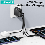  Củ Sạc Nhanh USAMS CC331/CC330 40W (2*Type-C + 2*USB-A port) 
