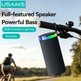  Loa Di Động Không Dây USAMS YX018 10W (Bluetooth v5.4, 4H, 1500mAh, RGB Ambient Lighting 360°, Omni-directional Sound, With BT, TF Card & USB playback, TWS) 