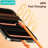  Cáp Sạc Nhanh C to C USAMS SJ783​ U96 60W (Ultra-thin, 1.2m, 480Mbps) 