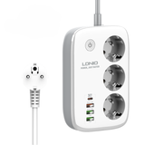  Ổ Cắm Điện Đa Năng Thông Minh Wi-Fi LDNIO SEW3452 2500W (3*Universal Outlet, 1*Type-C +3 USB-A port, Works with Smart Life App/Tuya App) 