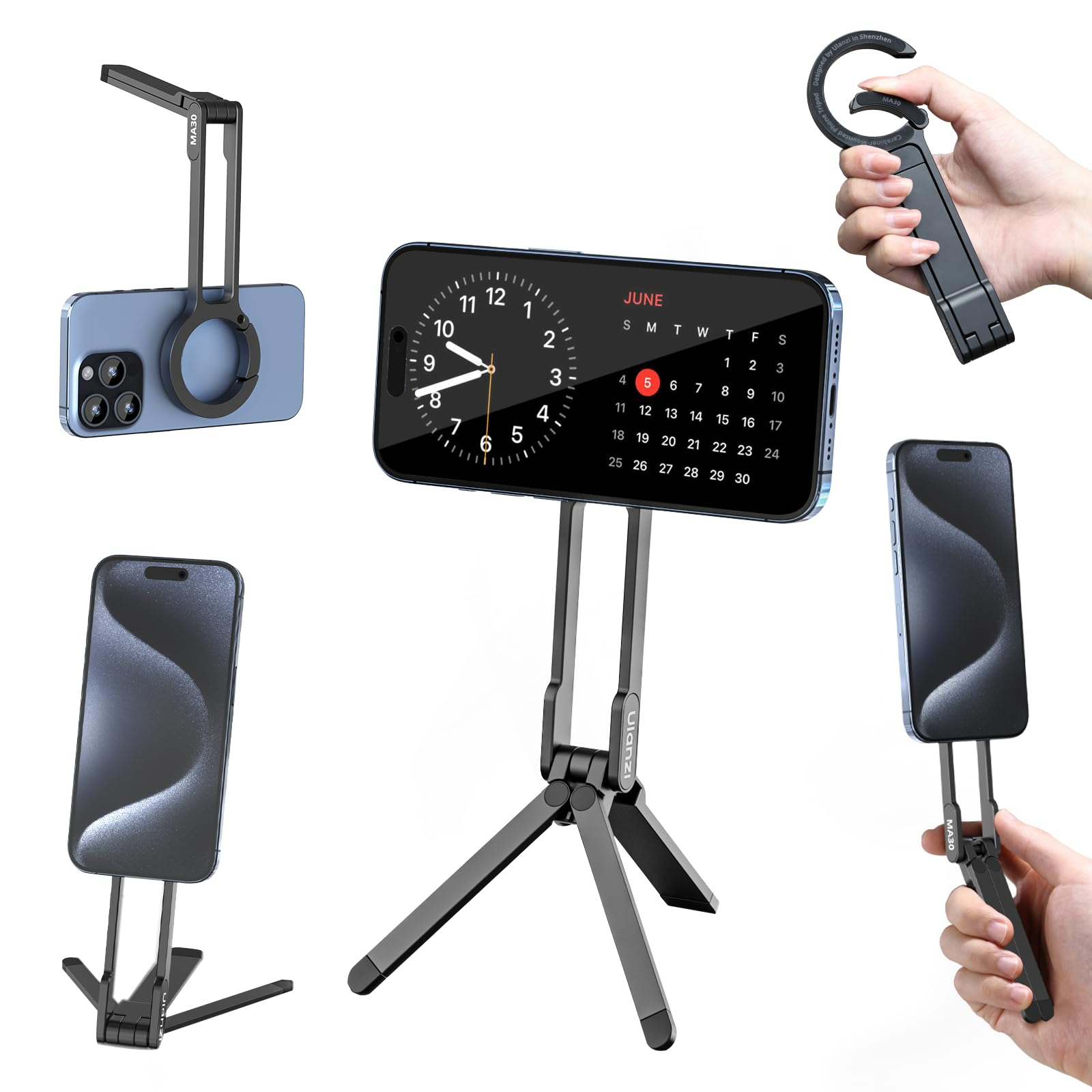 Tripod Magsafe Mini xếp gọn cho điện thoại Ulanzi MA30 Carabiner-Mounted Phone Tripod Horizontal Vertical Dual-sided Magnetic Phone Holder for Vlog Online Live Streaming - BLACK Tripod Magsafe Mini xếp gọn cho điện thoại Ulanzi MA30 Carabiner-Mounted Phone Tripod Horizontal Vertical Dual-sided Magnetic Phone Holder for Vlog Online Live Streaming - BLACK